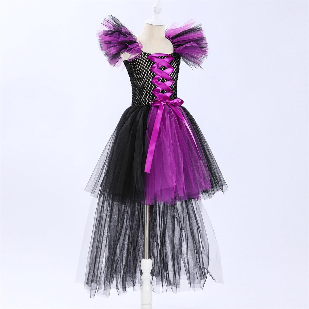 HNMKIU Halloween for Girls Toddler Kids Baby Girls Magnificent Witch Halloween Black Gown Fancy Dress Up Cosplay Party Tutu Dress Dresses E - 18-24 Months