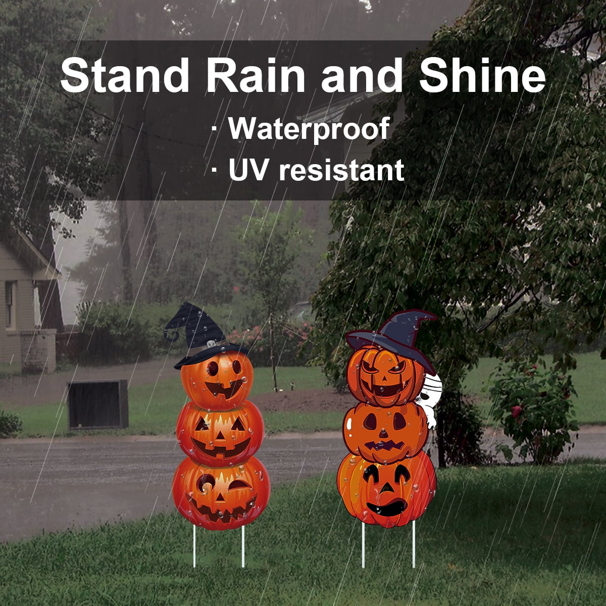 2Sets Halloween Yard Lawn Stakes Cute Pumpkin Yard Sign Vintage for Halloween Garden Decorations Outdoor