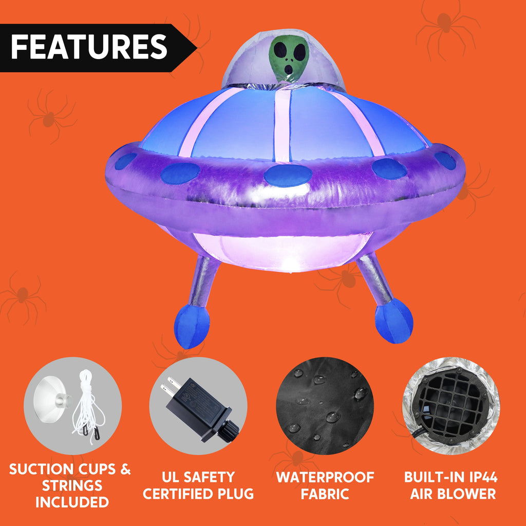Joyfy 9 ft Halloween Inflatable Giant Alien Decoration with Built-in LEDs,Alien Halloween Decorations Outdoor Blow Up Yard Lawn Decoration