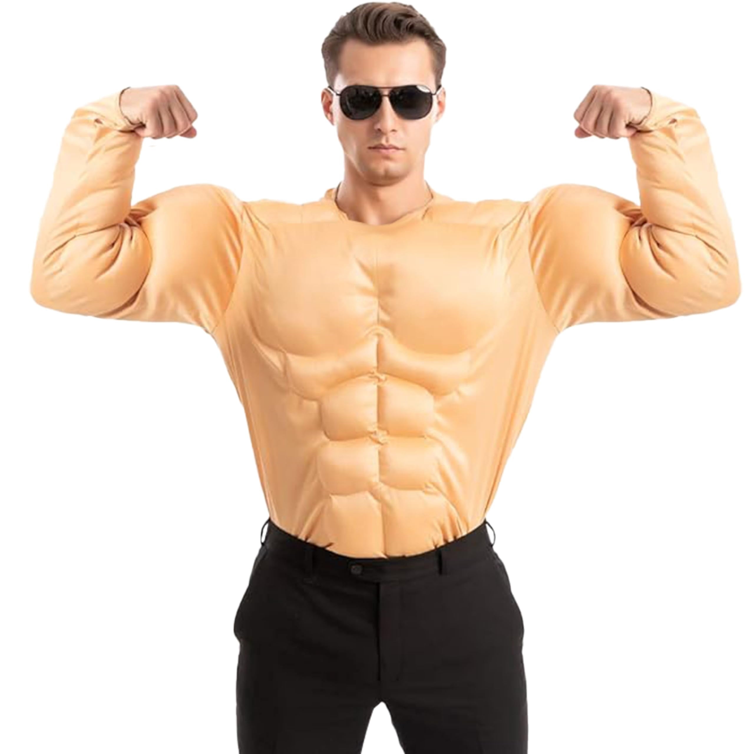 Joyfy Halloween Muscle Costume for Kids, Body Builder Costume Shirt Kids Boys Suit for Halloween Dress-up Party 5-14 Years