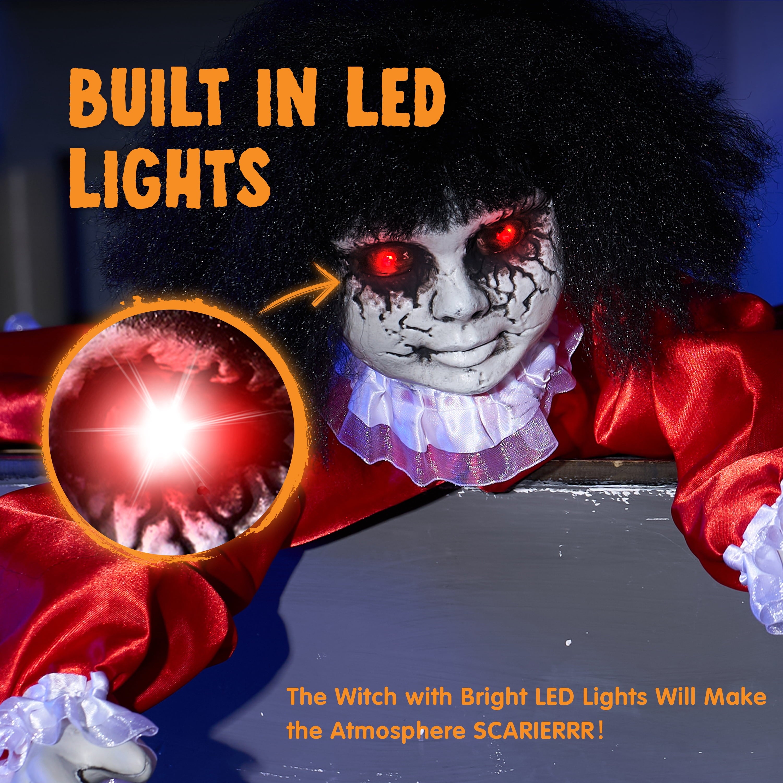 Joyfy Halloween Decorations Outdoor Groundbreaker Creepy Life Size Light Up Climbing Zombie Groundbreaker with Sound,Motion Activated Halloween Decorations Haunted House Decorations