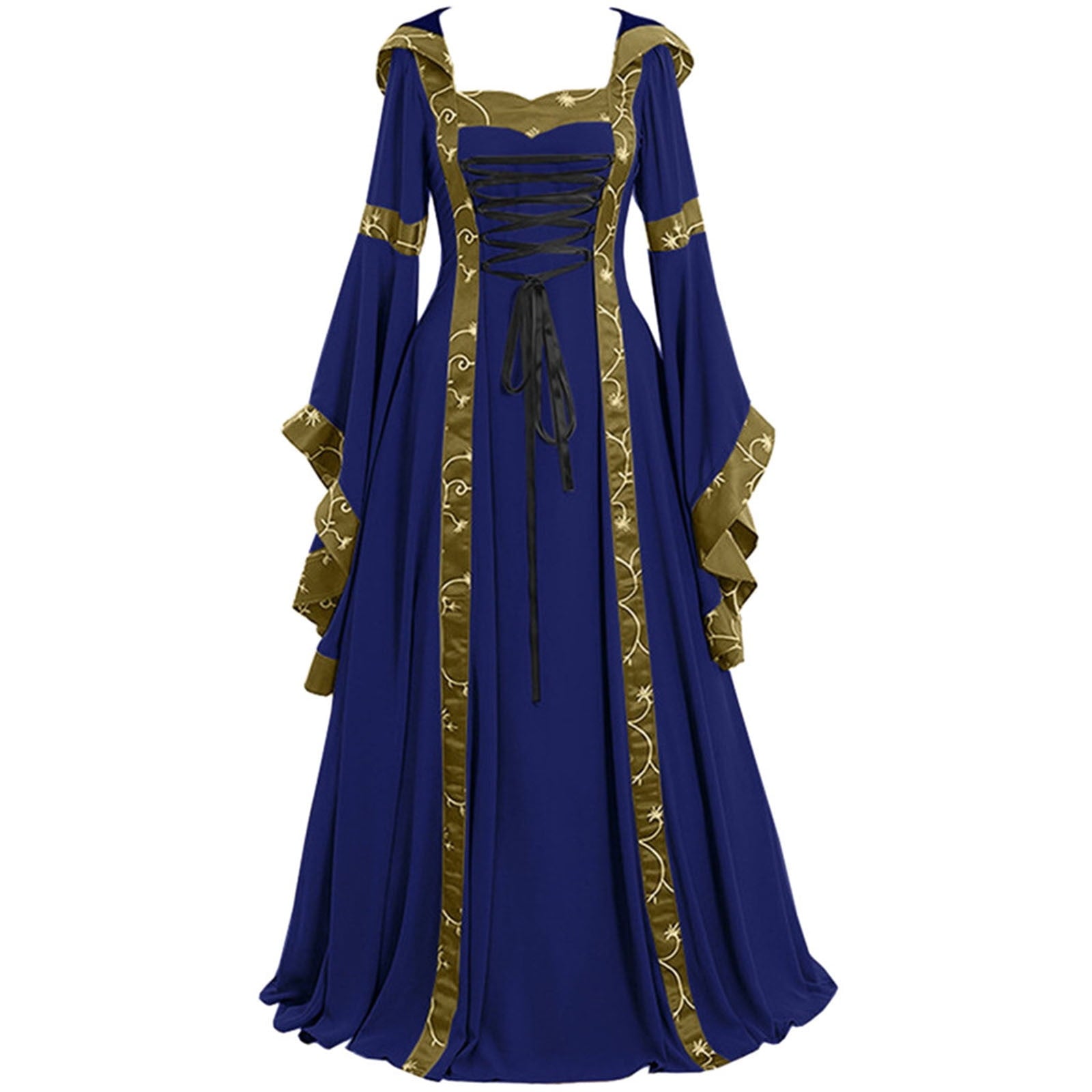 Babysbule Fall Womens Summer Dresses Fashion Women's Vintage Floor Length Gothic Cosplay Long Sleeve Bandage Dress