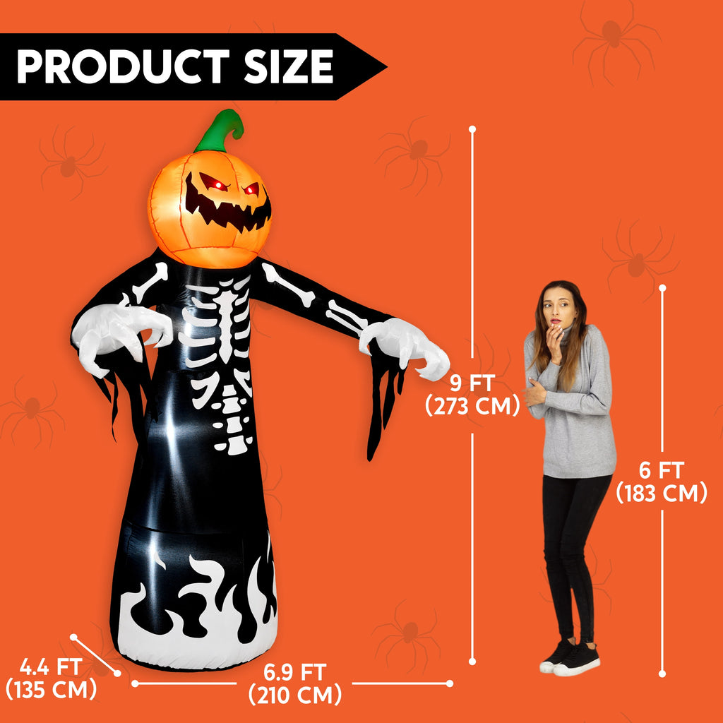 Joyfy 12 FT Halloween Inflatable Giant Grim Reaper Decoration with Built-in LEDs,Grim Reaper with Scythe Halloween Decorations Outdoor Blow Up Yard Lawn Decoration