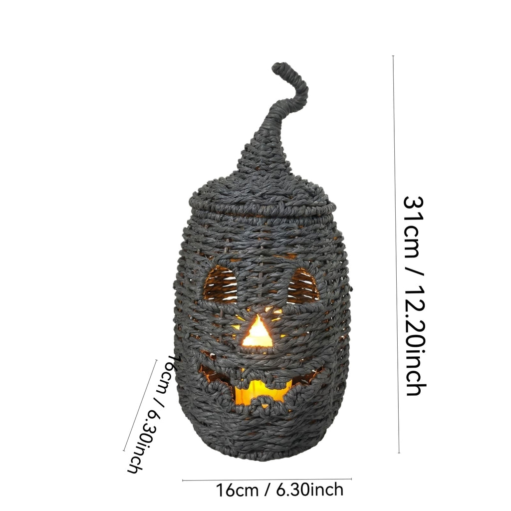 2026 Halloween Black Woven Seagrass Pumpkin Storage Basket with Lid, Fall Indoor Home Decorations for Halloween Party Home Halloween Decor, 10.2 inch