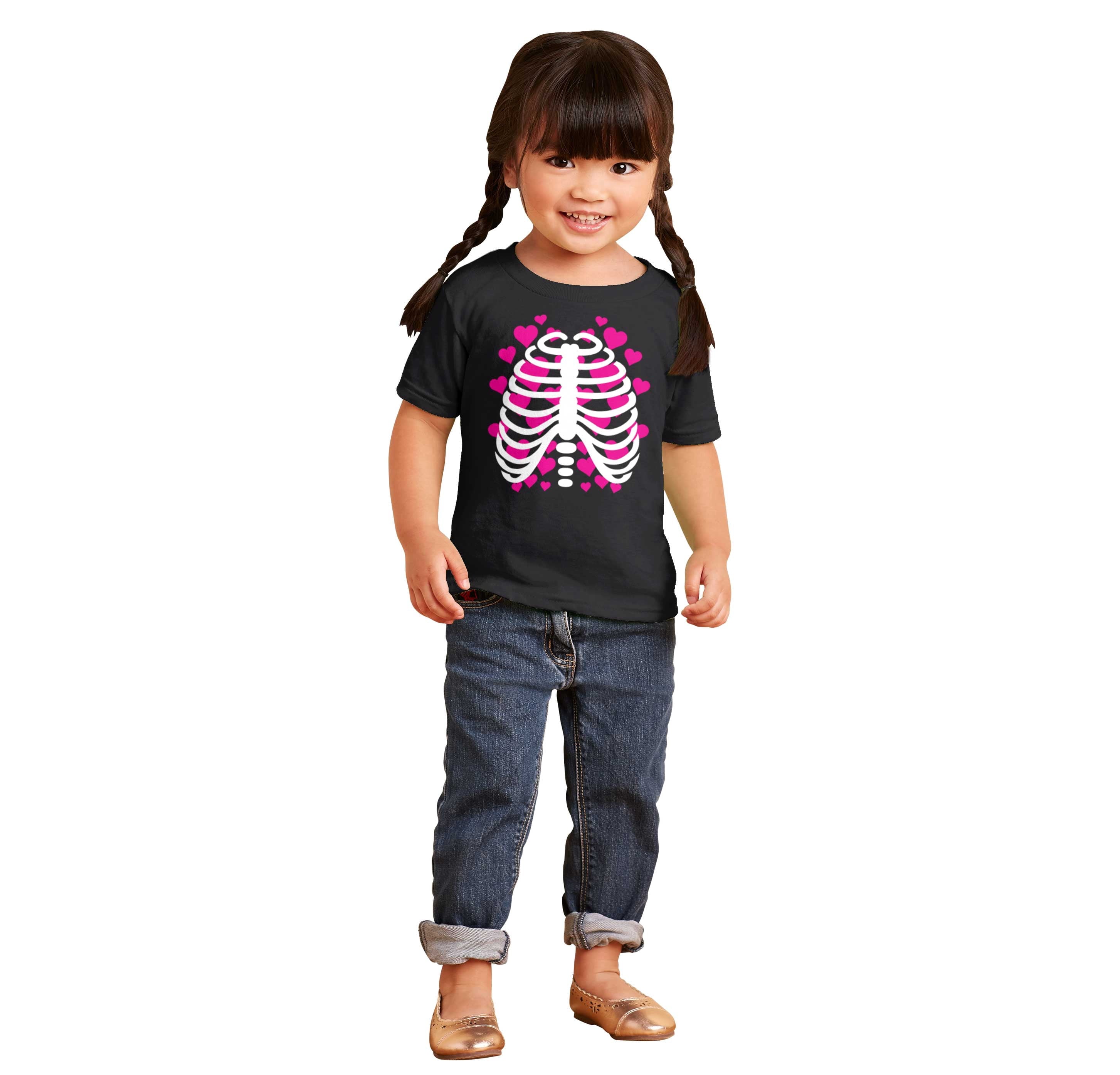 Halloween Skeleton Rib Cage Hearts Youth T Shirt Tee Girls Infant Toddler Brisco Brands 24M