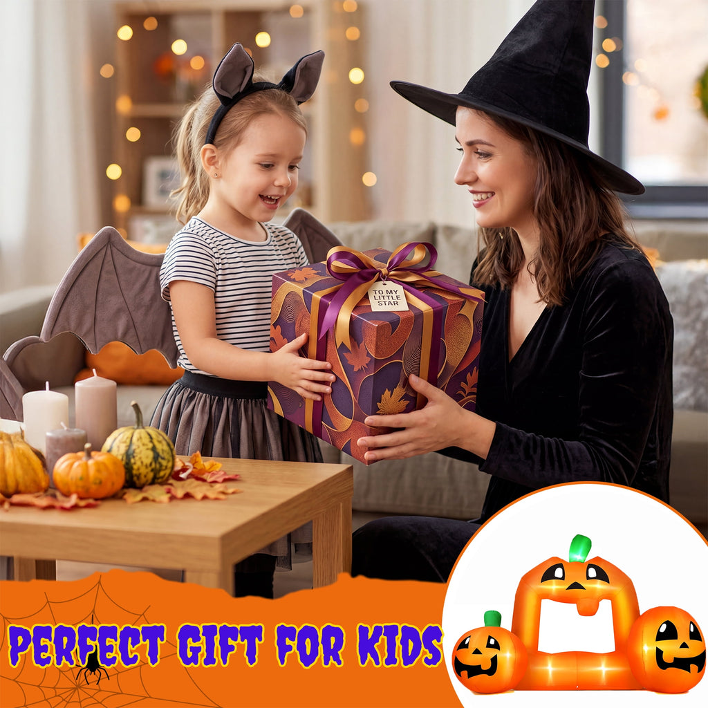Firstness 8.5FT Halloween Inflatable,Pumpkin Photo with Lights for Party Yard Decorations