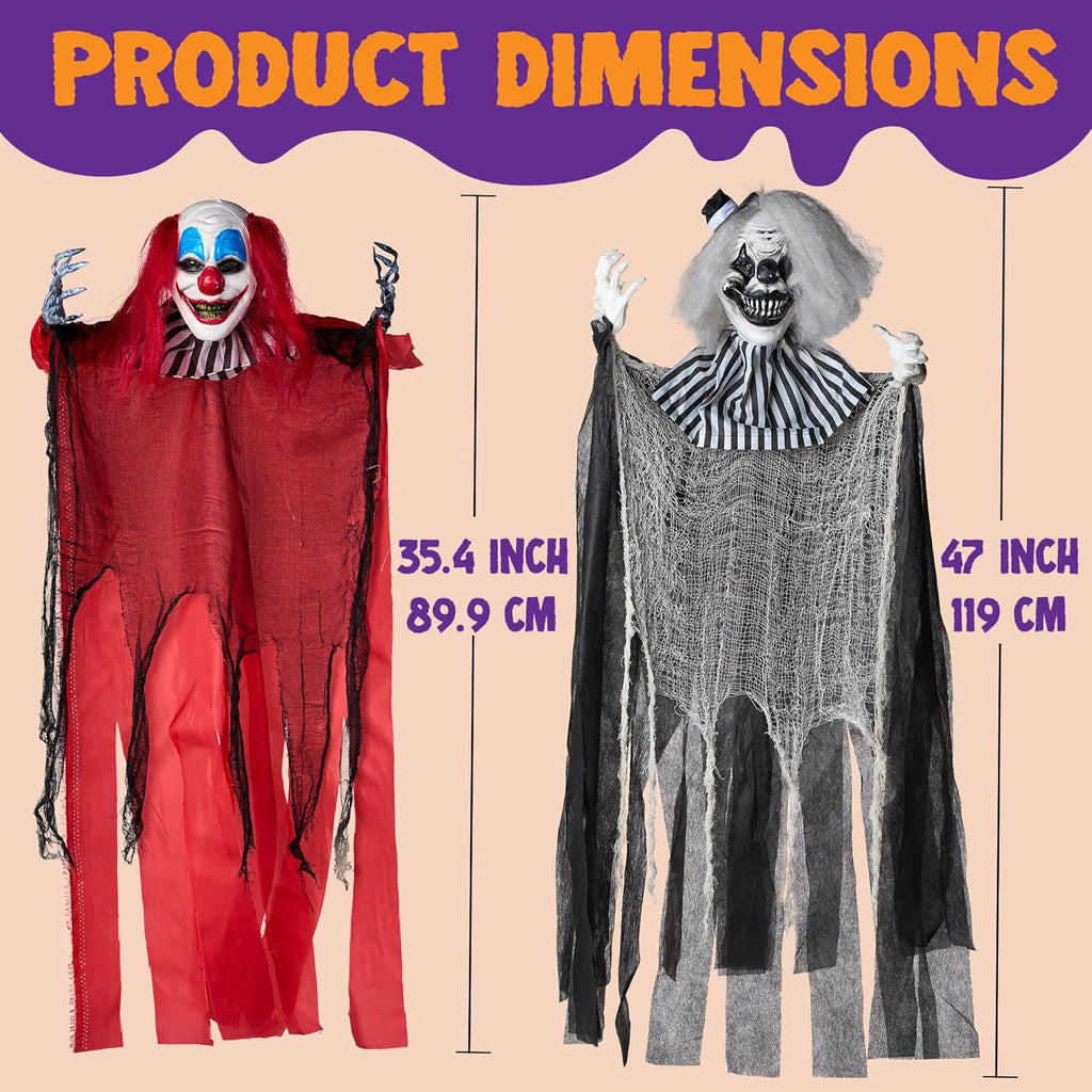 Joyfy 4 Pcs Halloween Decorations Outdoor Hanging Clown Ghost,29" Scary Outdoor Halloween Decor for Halloween Haunted House Decor Props