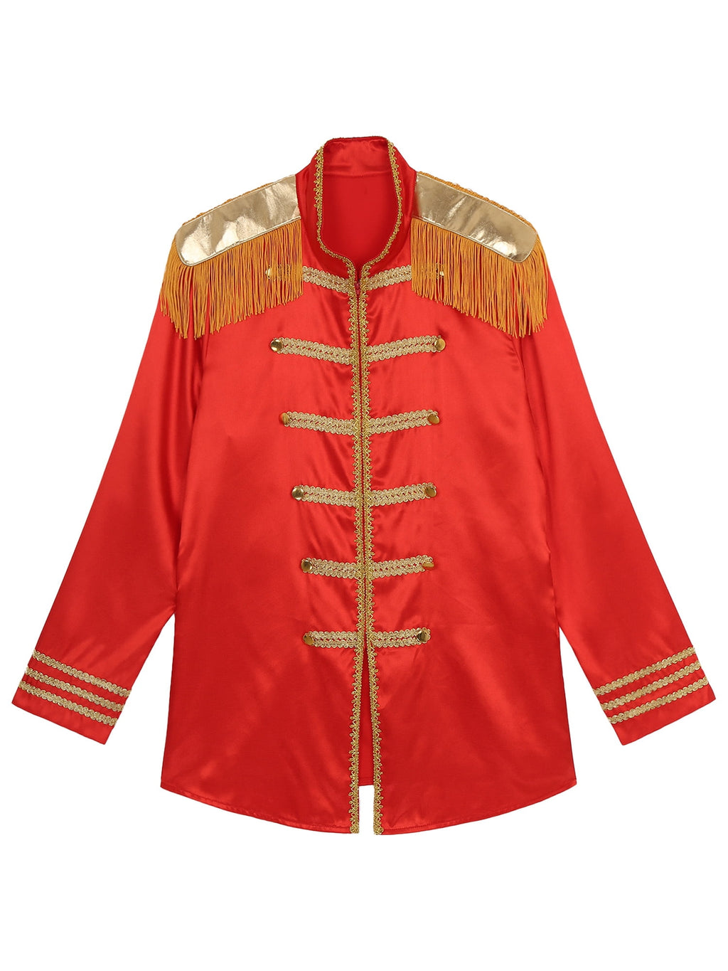 Eandarui Men's Halloween SGT Sergeant Pepper Costume Jacket Fancy Dress Hippie Music Star 1960s Shirt Red S