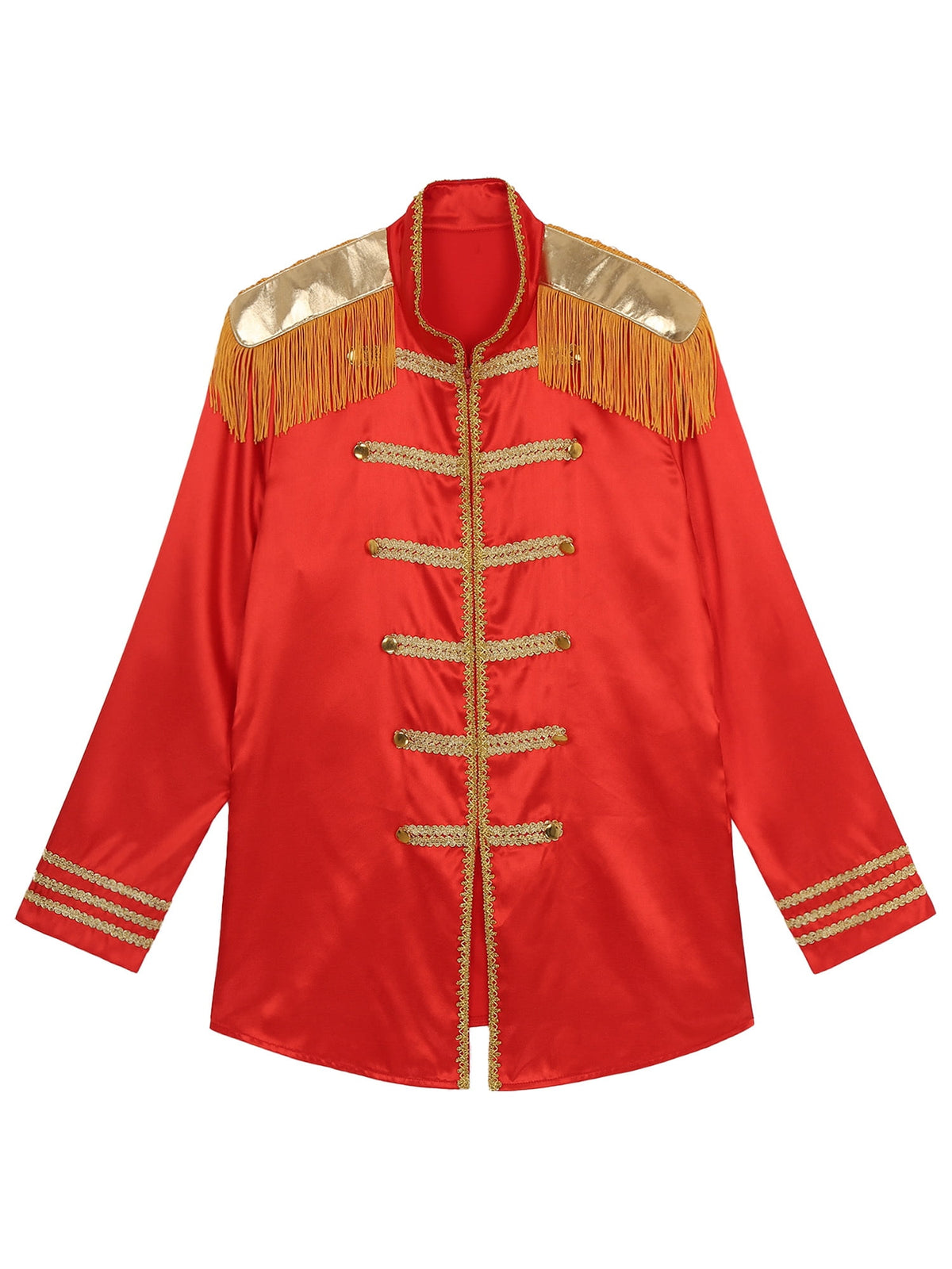 Eandarui Men's Halloween SGT Sergeant Pepper Costume Jacket Fancy Dress Hippie Music Star 1960s Shirt Red S