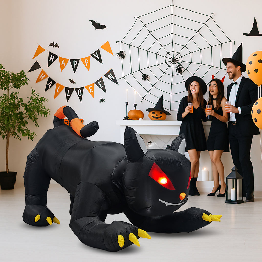 UBesGoo 6.5' Halloween Black Cat Inflatable Moving Head, Halloween Decorations Blow Up Yard Decor Built-in LEDs for Holiday Party