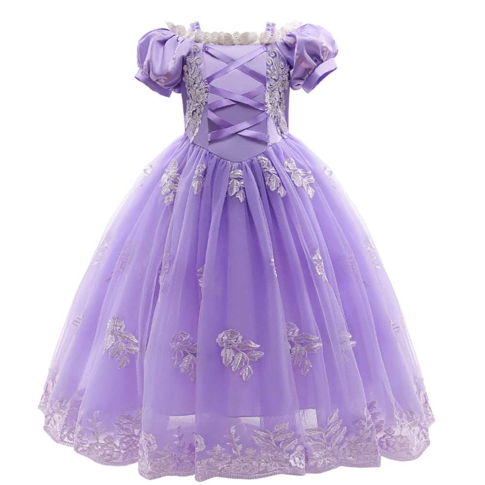 IBTOM CASTLE Little Girls Princess Halloween Cosplay Outfits for Kids Party Fancy Dress up Long Evening Gown 4-5 Years Cinderella Blue