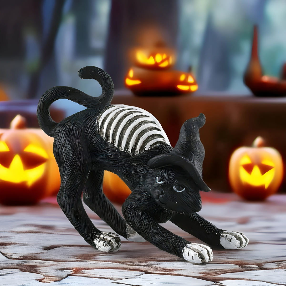LAMIRO Black Cat Halloween Decorations,Spooky Tabletop Ornaments For Home Party,Gothic Themed Festival Decor,Indoor Outdoor Use,Easy To Display Centerpiece For Halloween Celebrations