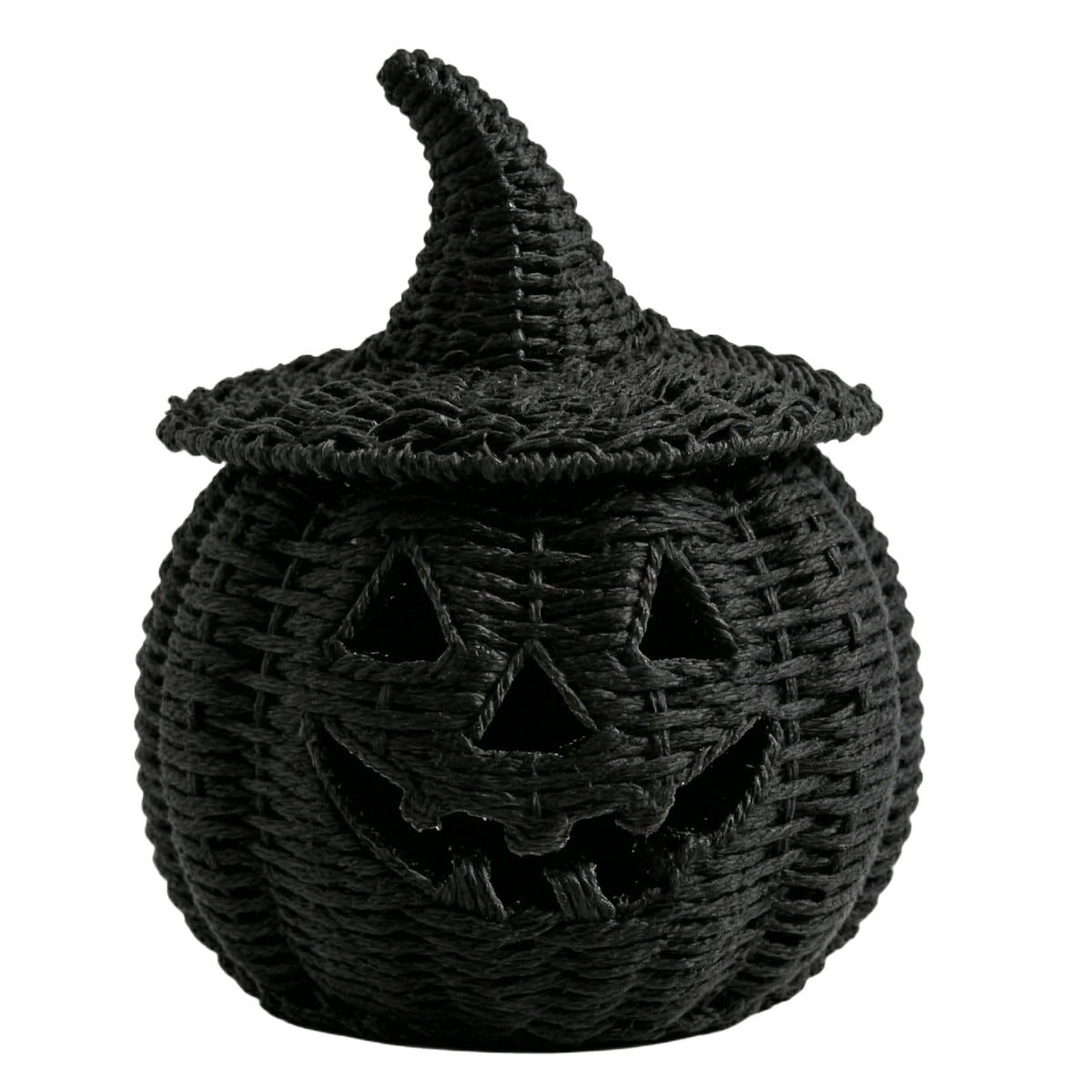 2026 Halloween Black Woven Seagrass Pumpkin Storage Basket with Lid, Fall Indoor Home Decorations for Halloween Party Home Halloween Decor, 10.2 inch