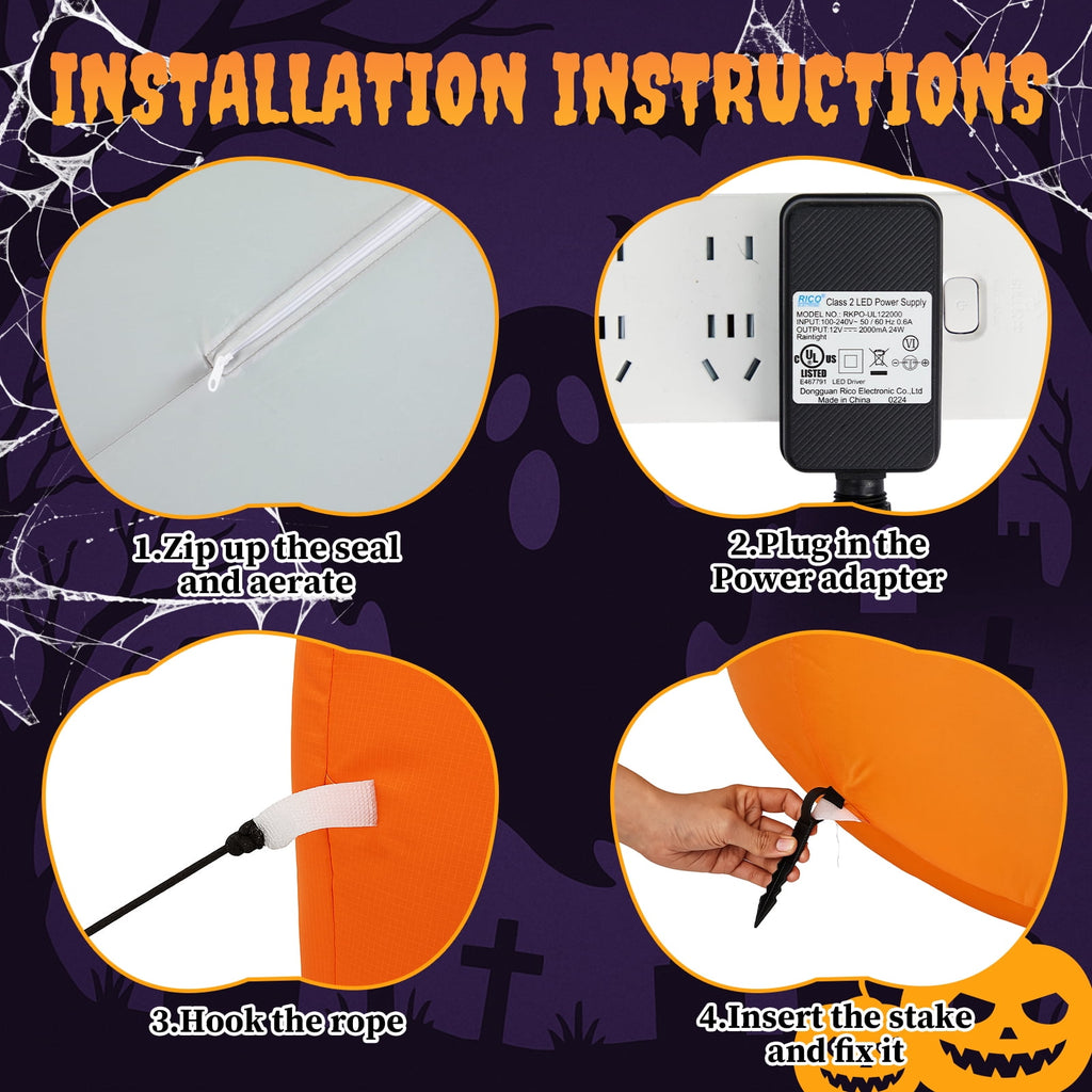 Zimtown 7 FT Halloween Inflatables Pumpkin, Halloween Decoration 7 Blow up Pumpkins w/ Build-in LEDs for Halloween Party
