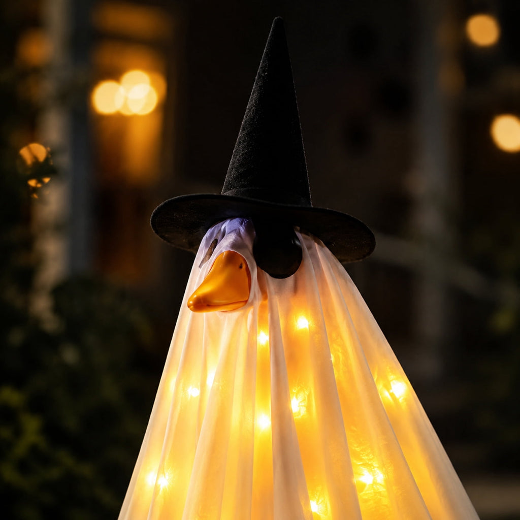 Outdoor Holiday Yard Decor, 23 Inch Porch Goose Outfits, Halloween Pumpkin Themed Porch Goose Clothes, Porch Goose Set with Hat and Treat Bag, Fits Standard 23 Inch Large Porch