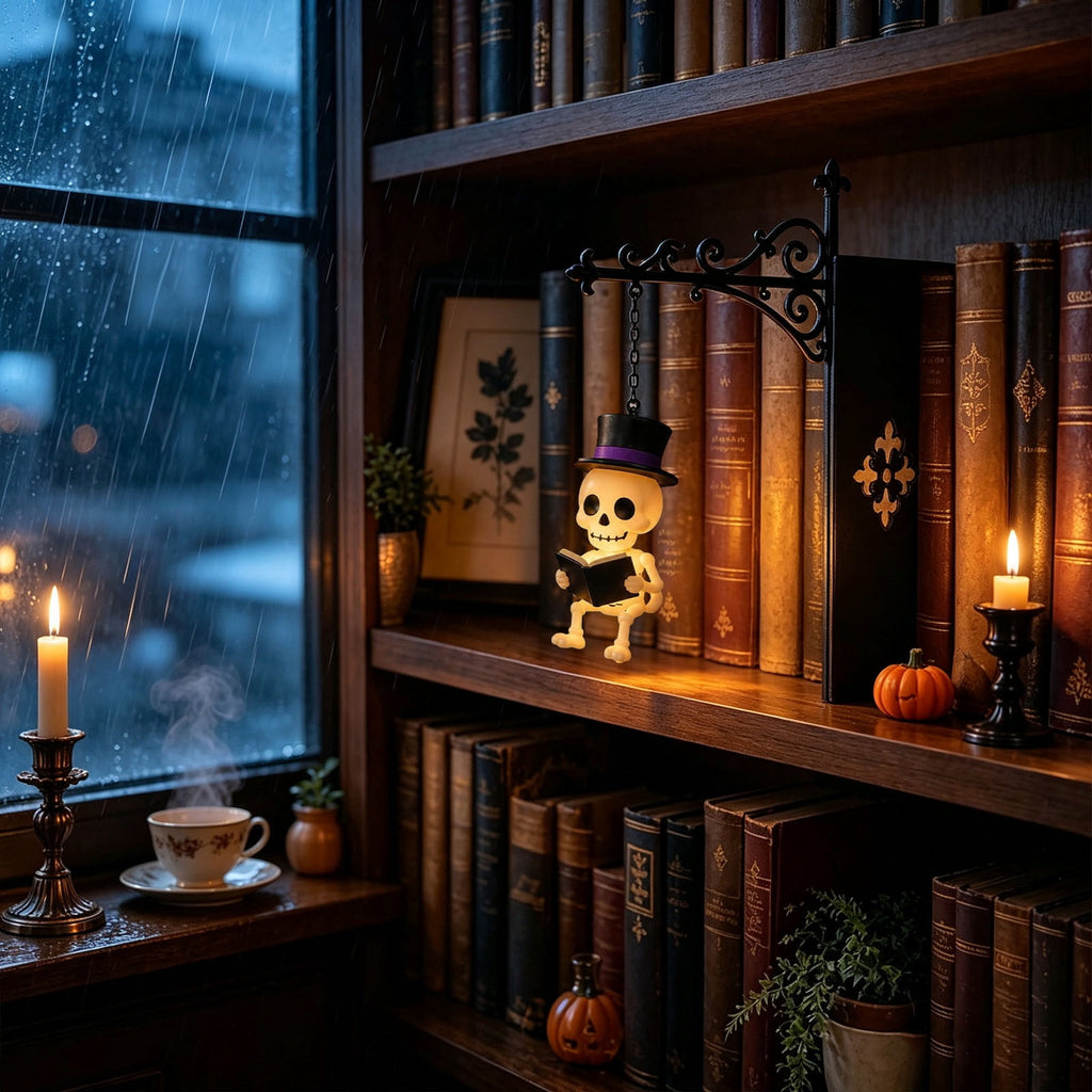 Halloween Ghost Library Lantern Decorative Bookshelf Lighting, Reading Book Shelf Lights for Study Reading Corner Home Library Gift for Book Lovers Bookworms