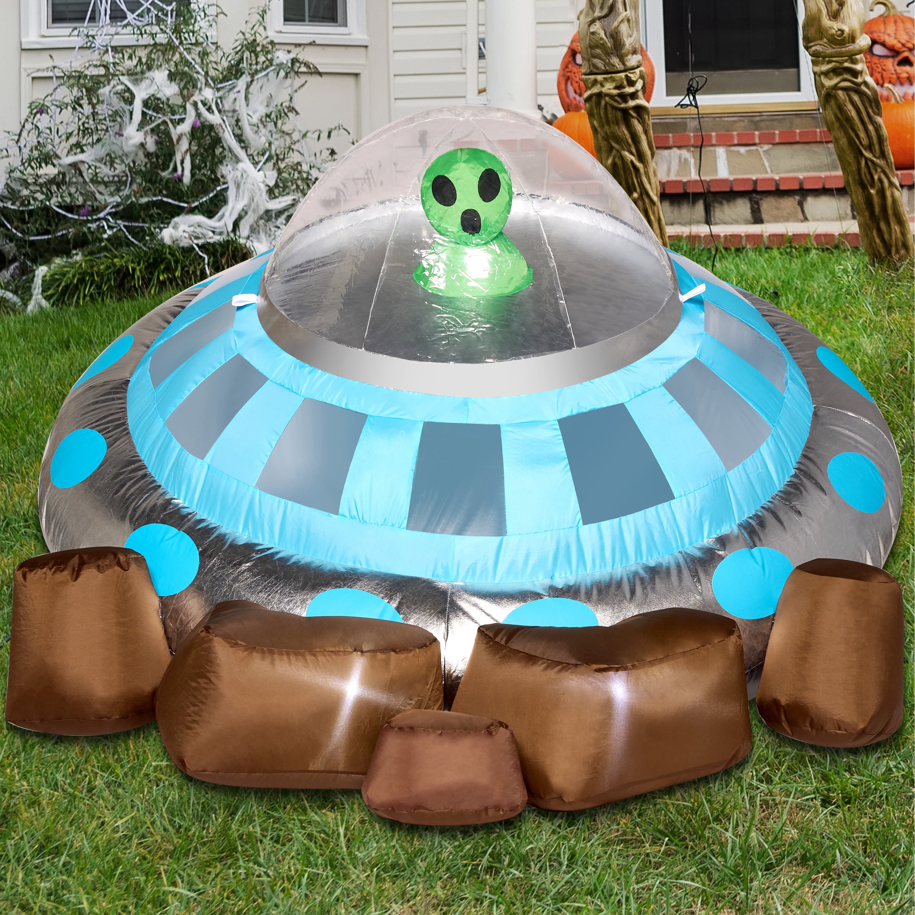 Joyfy 9 ft Halloween Inflatable Giant Alien Decoration with Built-in LEDs,Alien Halloween Decorations Outdoor Blow Up Yard Lawn Decoration