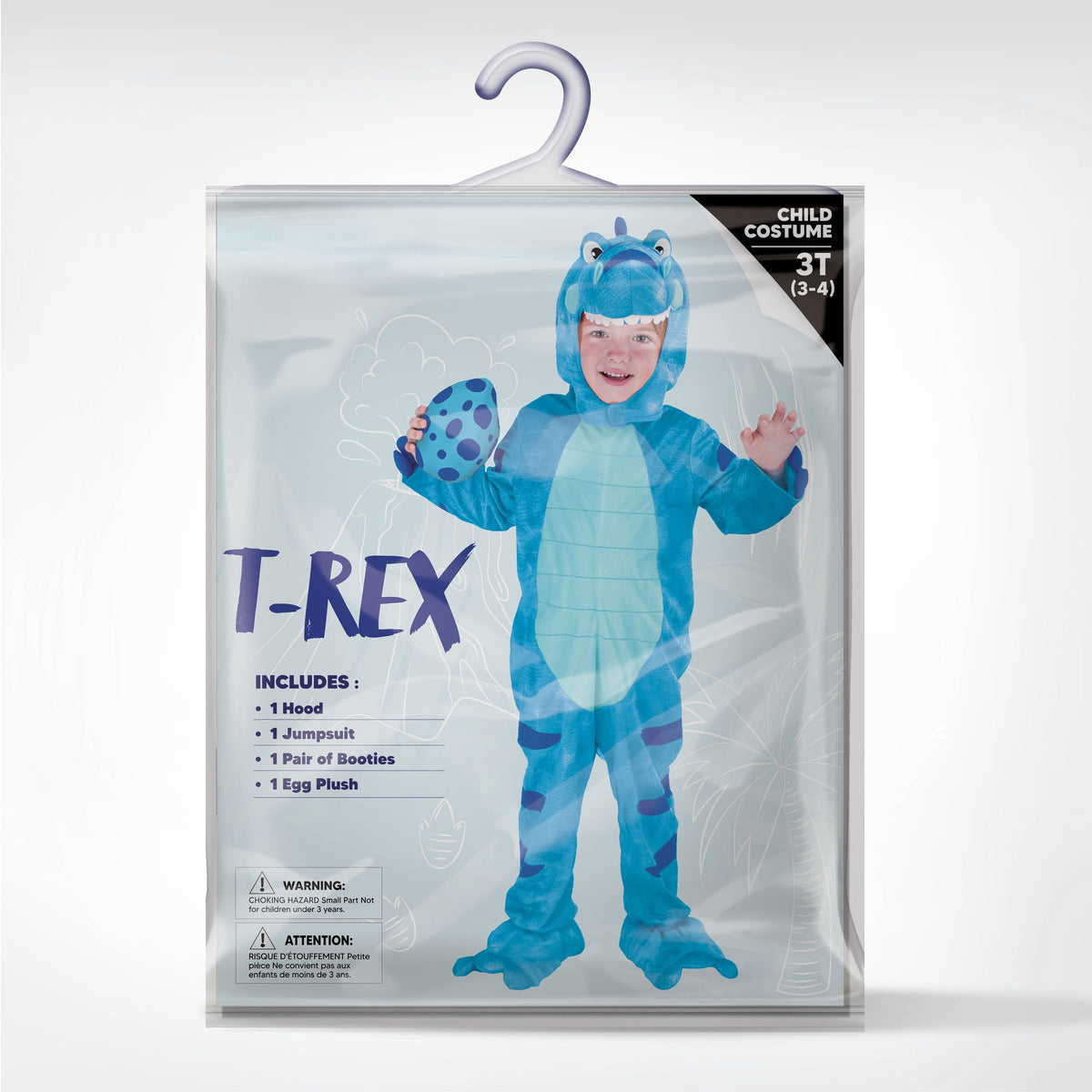 Joyfy Halloween Realistic Blue Tyrannosaurus Rex Children's Dinosaur Costume (with Egg) Suitable for Infant and Toddler Halloween Dress up Party