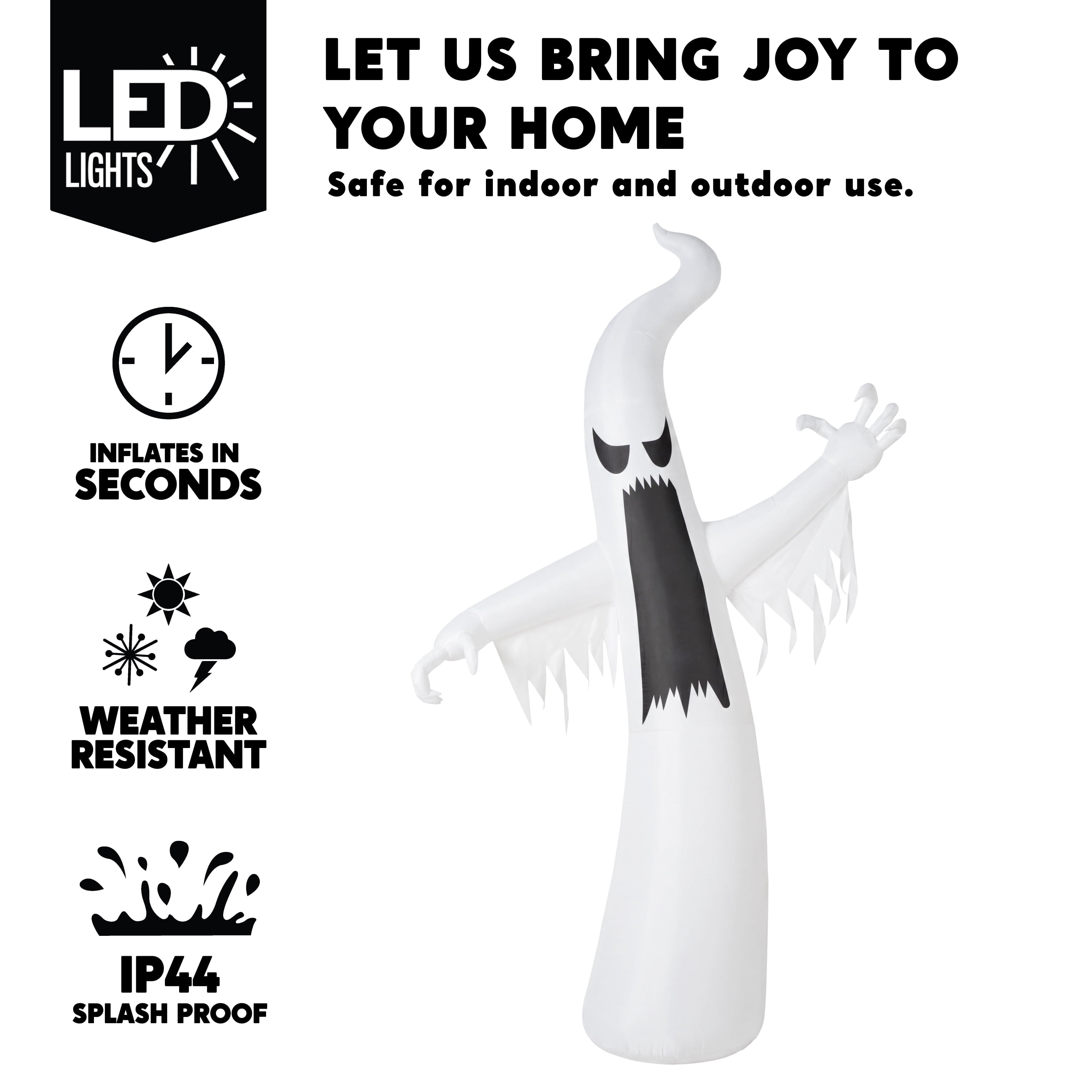 Joyfy 12 ft Halloween Inflatable Outdoor Ghost,Giant Ghost Blow Up Decor with Built-in LED Lights,inflatables with Build-in LEDs,Spooky Outdoor Decorations for Yard & Lawn