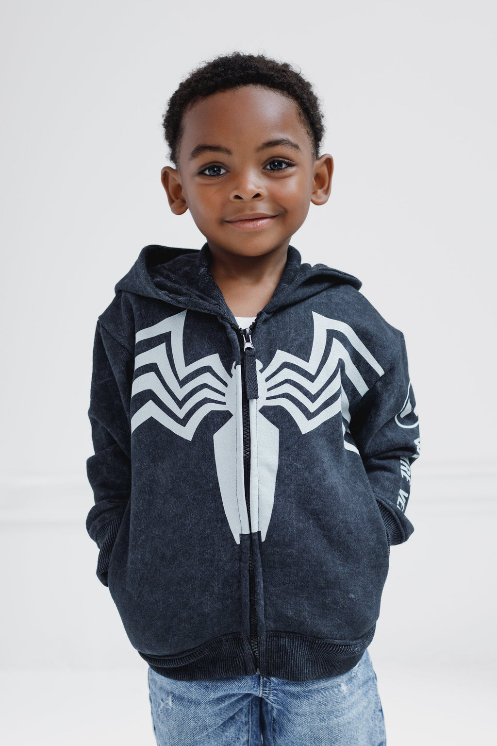 Marvel Spider-Man Adult Men or Women Cosplay Fleece Zip-Up Hoodie Miles Morales Charcoal