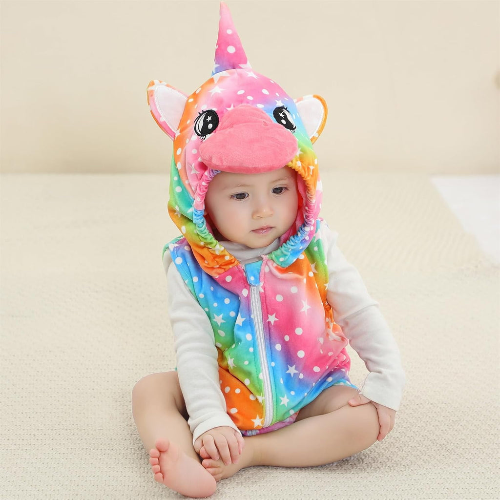 WIBACKER 0-24M Baby Boy Dinosaur Costume for Themed Parties and Halloween, Flannel Hooded Outfit Suit