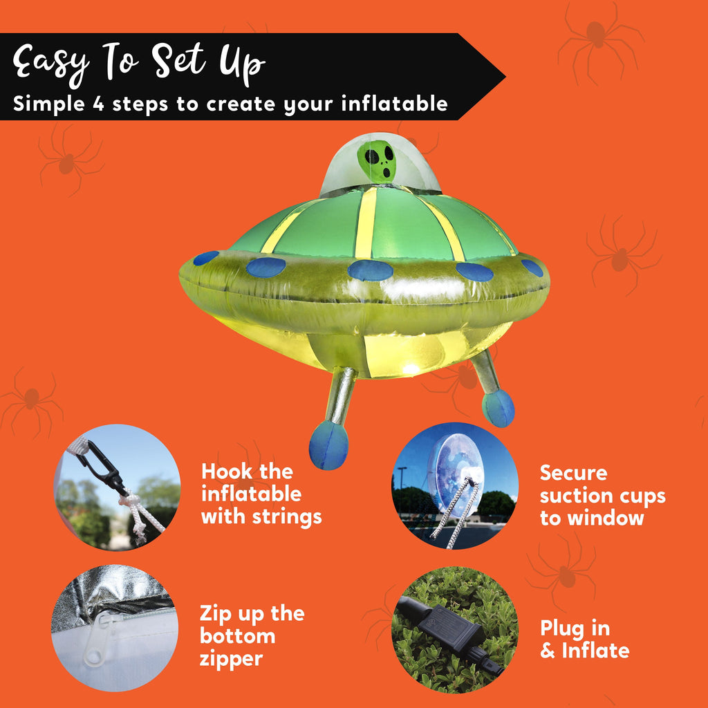 Joyfy 9 ft Halloween Inflatable Giant Alien Decoration with Built-in LEDs,Alien Halloween Decorations Outdoor Blow Up Yard Lawn Decoration