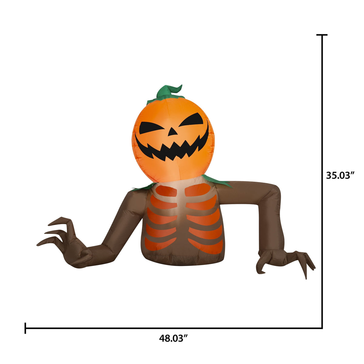 Pumpkin Skeleton Crawler Airblown Yard Inflatable, Multicolor, 4', Halloween by Way To Celebrate