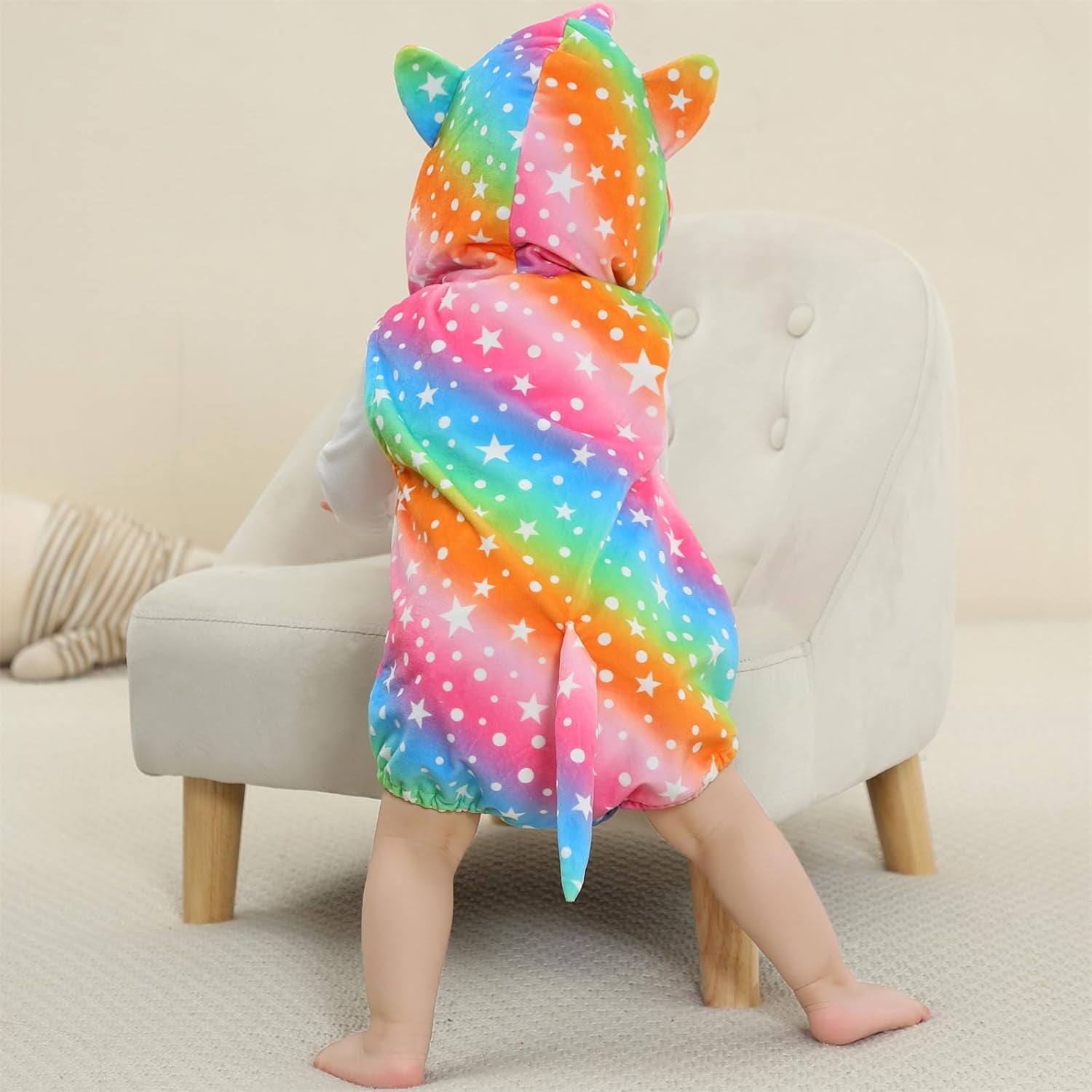 WIBACKER 0-24M Baby Boy Dinosaur Costume for Themed Parties and Halloween, Flannel Hooded Outfit Suit