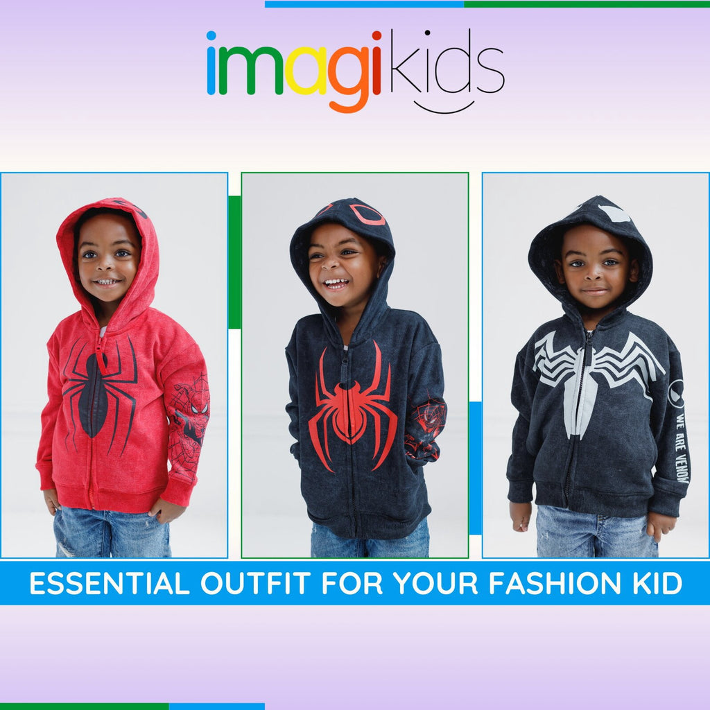 Marvel Spider-Man Little Boys' Cosplay Fleece Zip-Up Hoodie Miles Morales Black