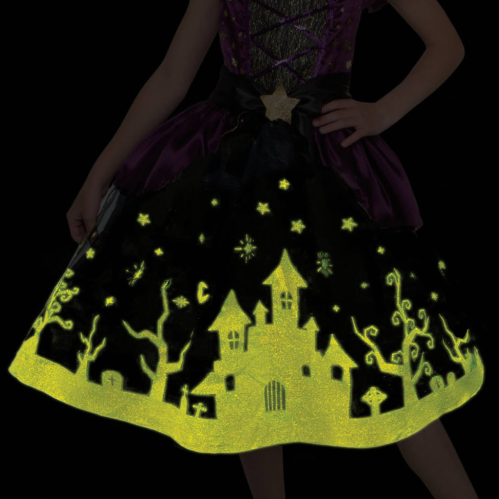 Glow in the Dark Starry Witch Halloween Costume for Children, Girls' Size S (6/6X), by Way to Celebrate