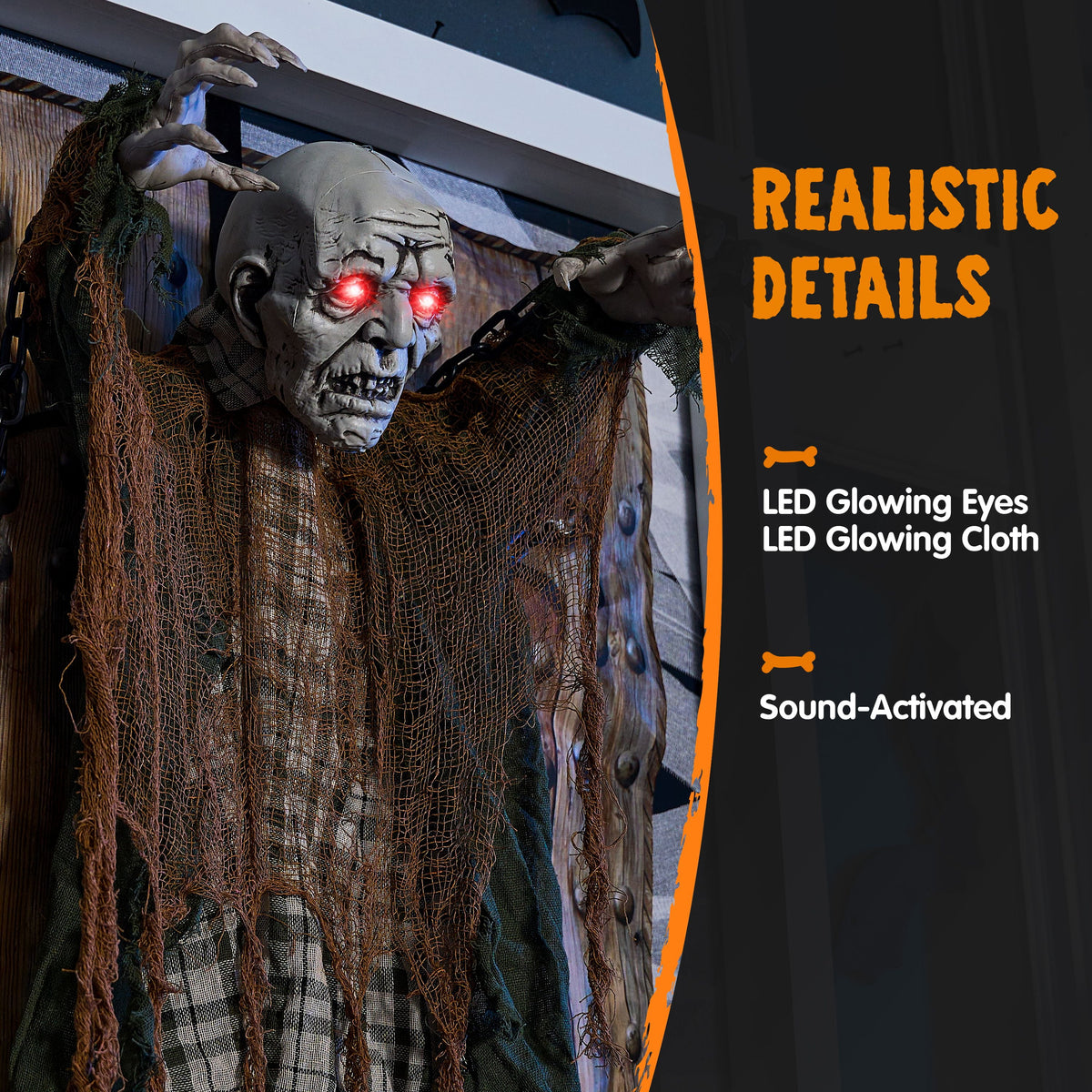 Joyfy 7.8 Ft(93.6 in) Halloween Grim Reaper Decorations Outdoor, Rotatable Flying Scream Scarecrow Skeleton Ghosts Decor for Graveyard Haunted House Props, Garden, Porch, Yard Lawn