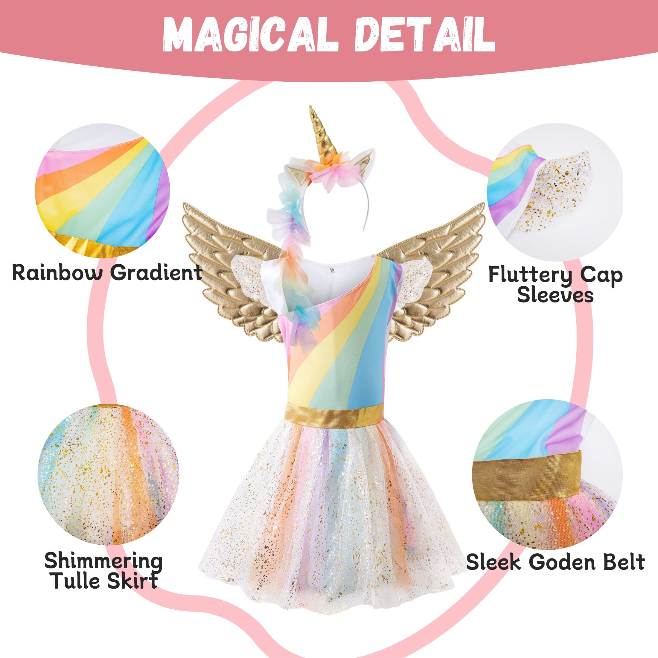 CZKHPTY Girls 3D Butterfly Fairy Tutu Dress, Whimsical Garden Princess Pretend Play Fancy Outfit, Sizes 3-4Y