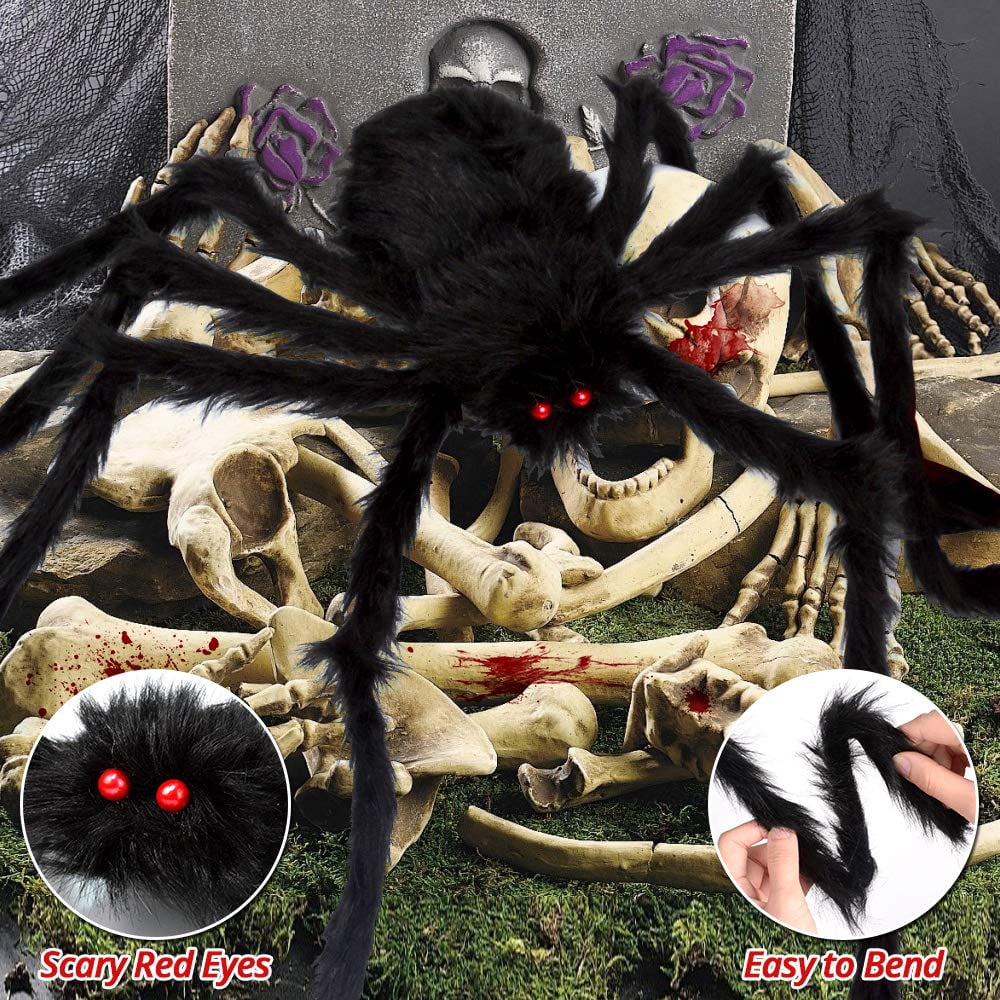 PayUSD Halloween Decoration, 275" Halloween Spider Web + 59" Giant Spider Fake Spider and 20 Pcs Little Spider Halloween Decor for Indoor Outdoor Yard Home Costumes Party Haunted House Decor