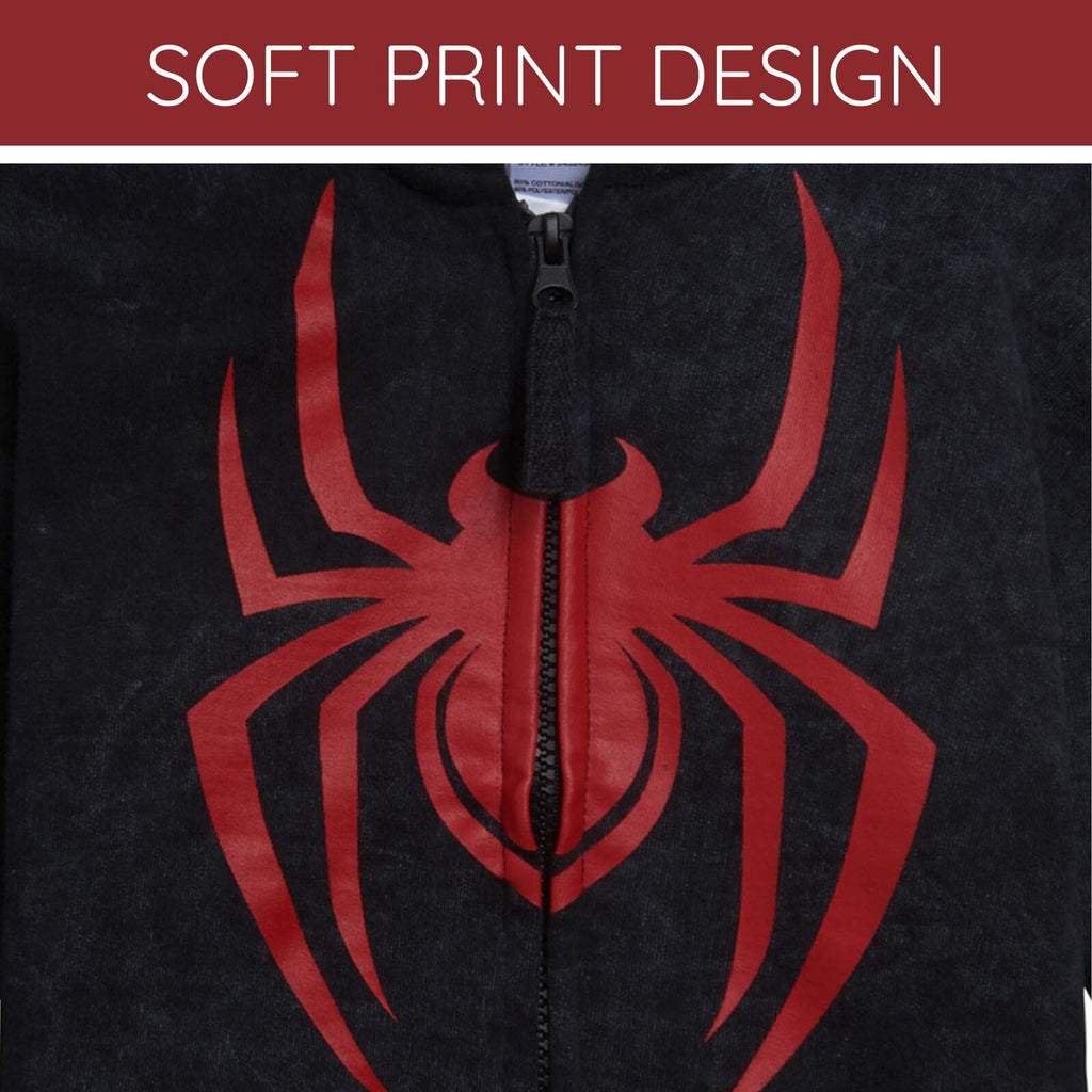 Marvel Spider-Man Adult Men or Women Cosplay Fleece Zip-Up Hoodie Miles Morales Charcoal