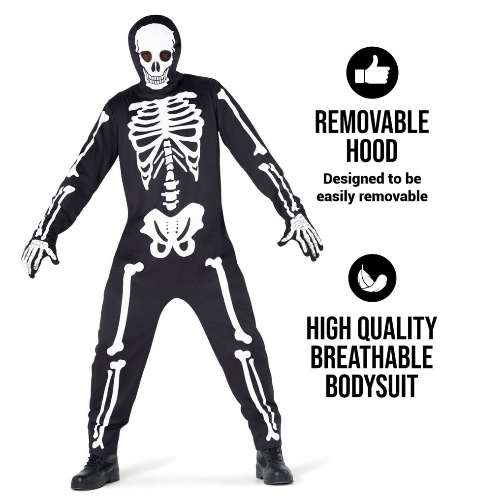 Morph Costumes Mens Skeleton Costume Men Adult Skeleton Suit Outfit Scary Halloween Costumes For Men M