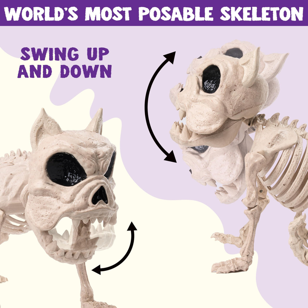 Joyfy 9.8 Inch Halloween Skeleton Dog Skeleton Halloween Decor,Pose-N-Stay Plastic Skeleton Bones with Posable Joints for Hallowmas Decoration Outdoor Haunted House Party