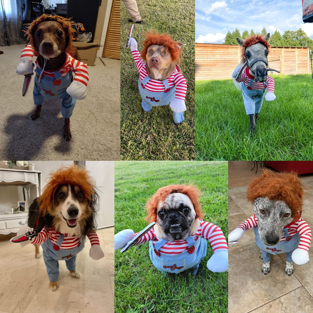 WILLED Pet Deadly Doll Halloween Costume, Funny Dog Christmas Cosplay, Adjustable Party Dress Up Outfit for Small Medium Large Dogs