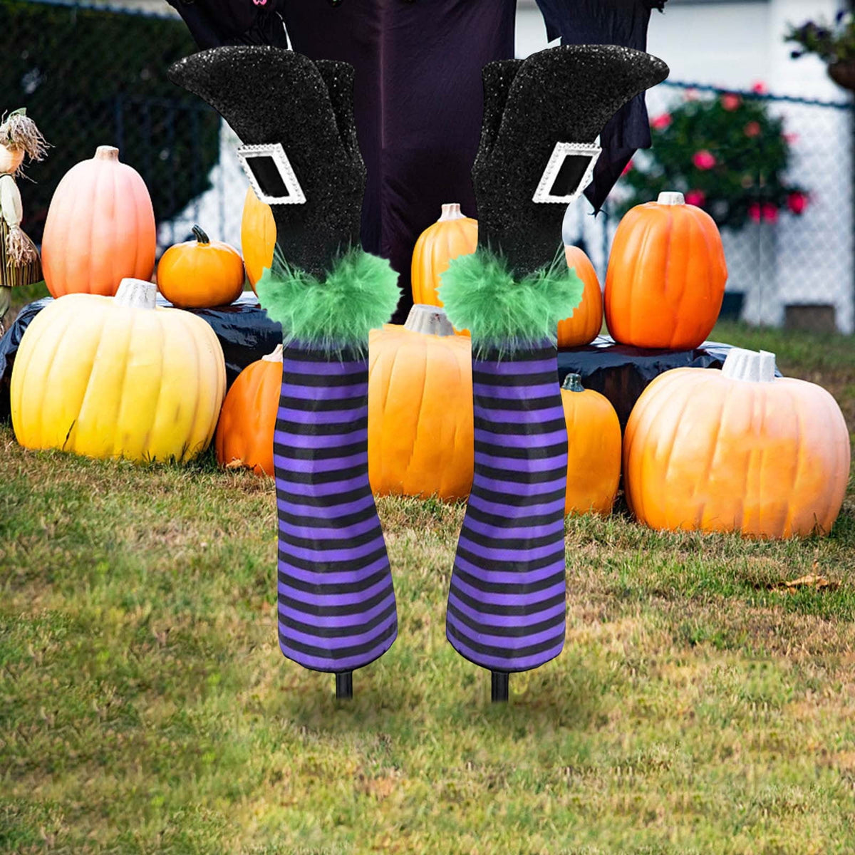 Halloween Decorations Outdoor Witch Legs Yard Stakes, 18.5" Witch Halloween Graveyard Lawn, Yard, Prop and Patio Decorations