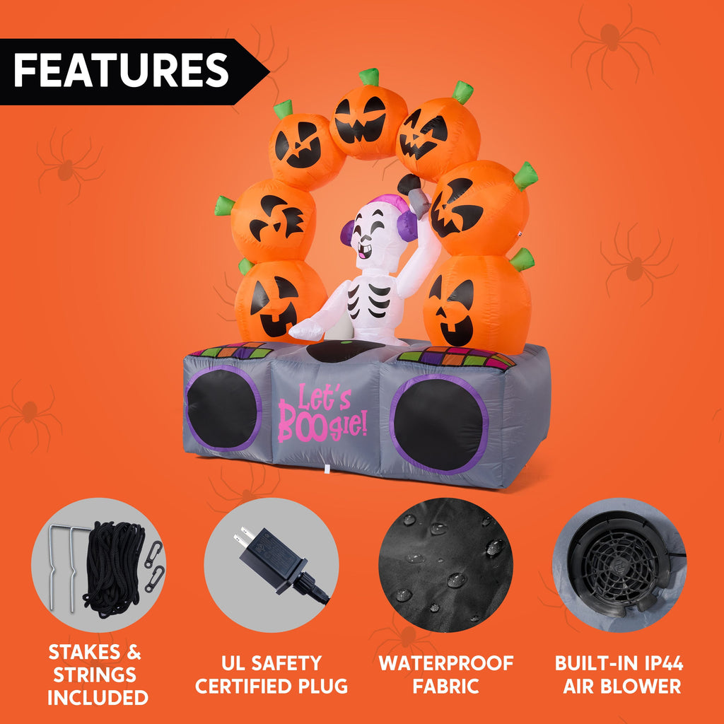 Joyfy 5Ft Halloween Inflatable Pumpkin Ghost with Colorful LED Lights,Halloween Blow Up Cute Decor for Indoor Outdoor Holiday Yard Decoration
