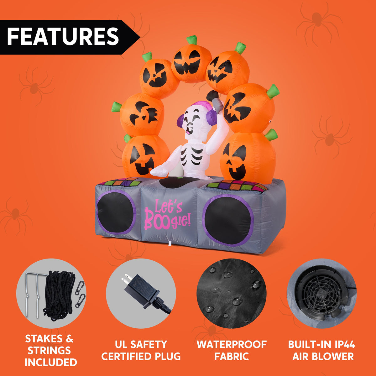 Joyfy 5Ft Halloween Inflatable Pumpkin Ghost with Colorful LED Lights,Halloween Blow Up Cute Decor for Indoor Outdoor Holiday Yard Decoration
