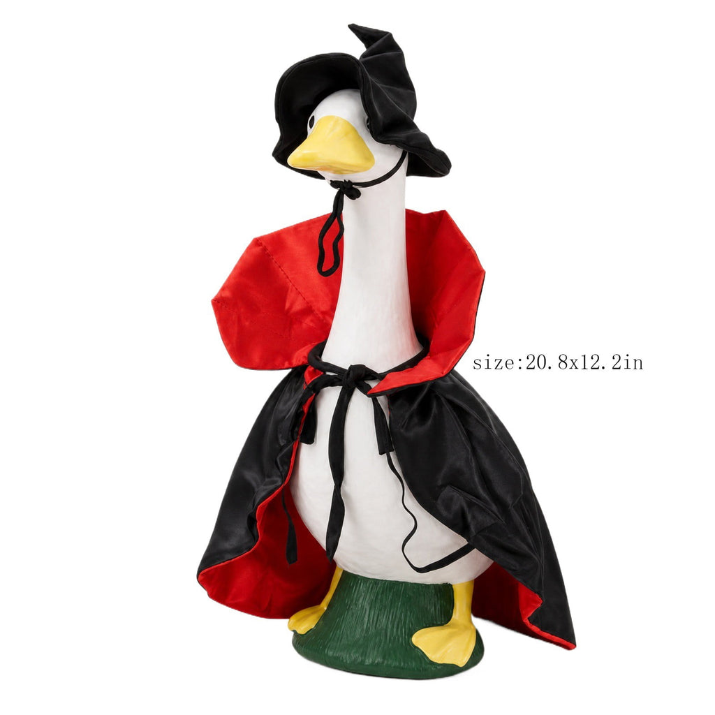 Thanksgiving Harvest Outfit for 23" Porch Goose, Goose Fall Theme Dress in White&Orange with Headwear Fall Harvest Decor for 23" Goose Outdoor Patio Yard Lawn Decoration