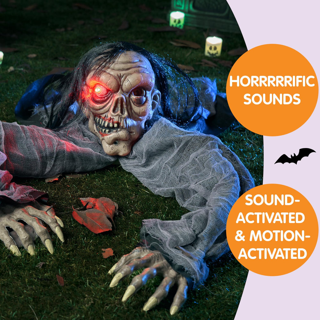 Joyfy Halloween Groundbreaker Halloween Decorations Zombie with Sound and Flashing Eyes,Outdoor Scary Halloween Yard Decorations