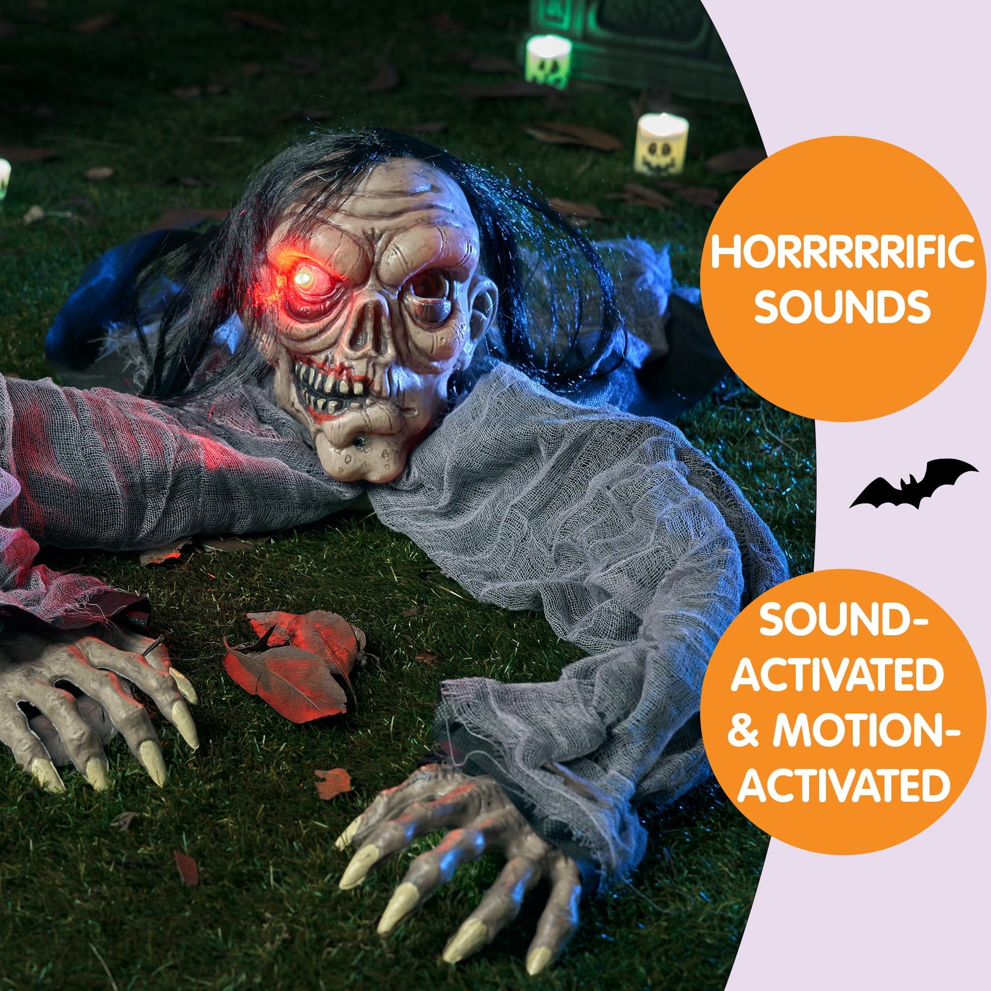Joyfy Halloween Groundbreaker Halloween Decorations Zombie with Sound and Flashing Eyes,Outdoor Scary Halloween Yard Decorations