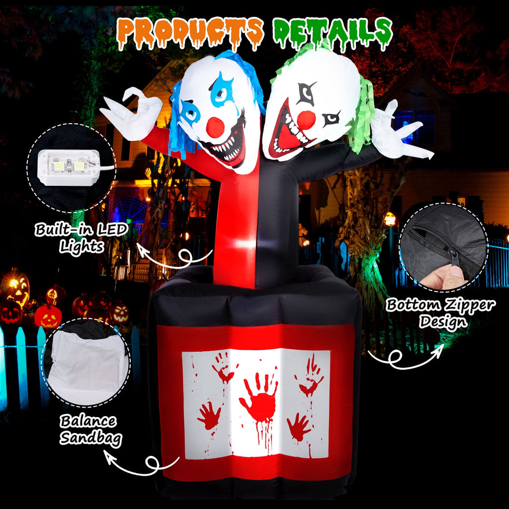 5.7FT Inflatable Halloween Inflatable Crawling Green Ghost with Tombstone Built-in LED Lights Inflatable LED Lights Blow Up Yard Decoration