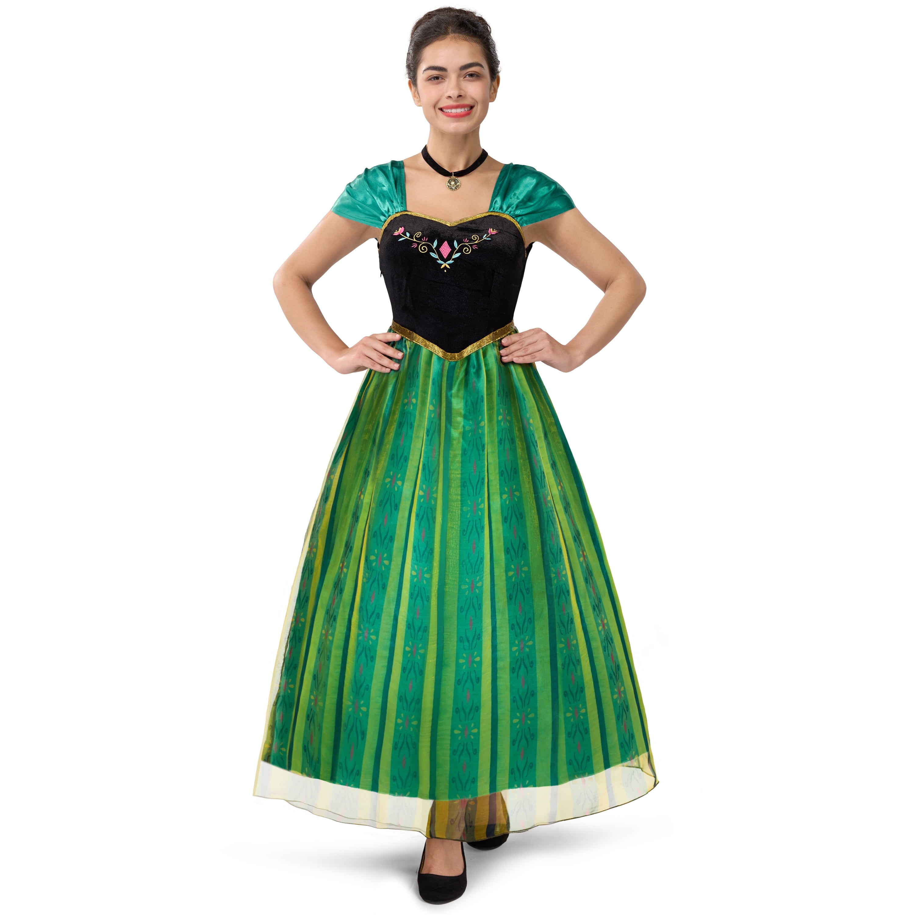 Joyfy Women Princess Costume, Green Dress Fairy for Halloween Costume Party Dress up Role Play M-XXL