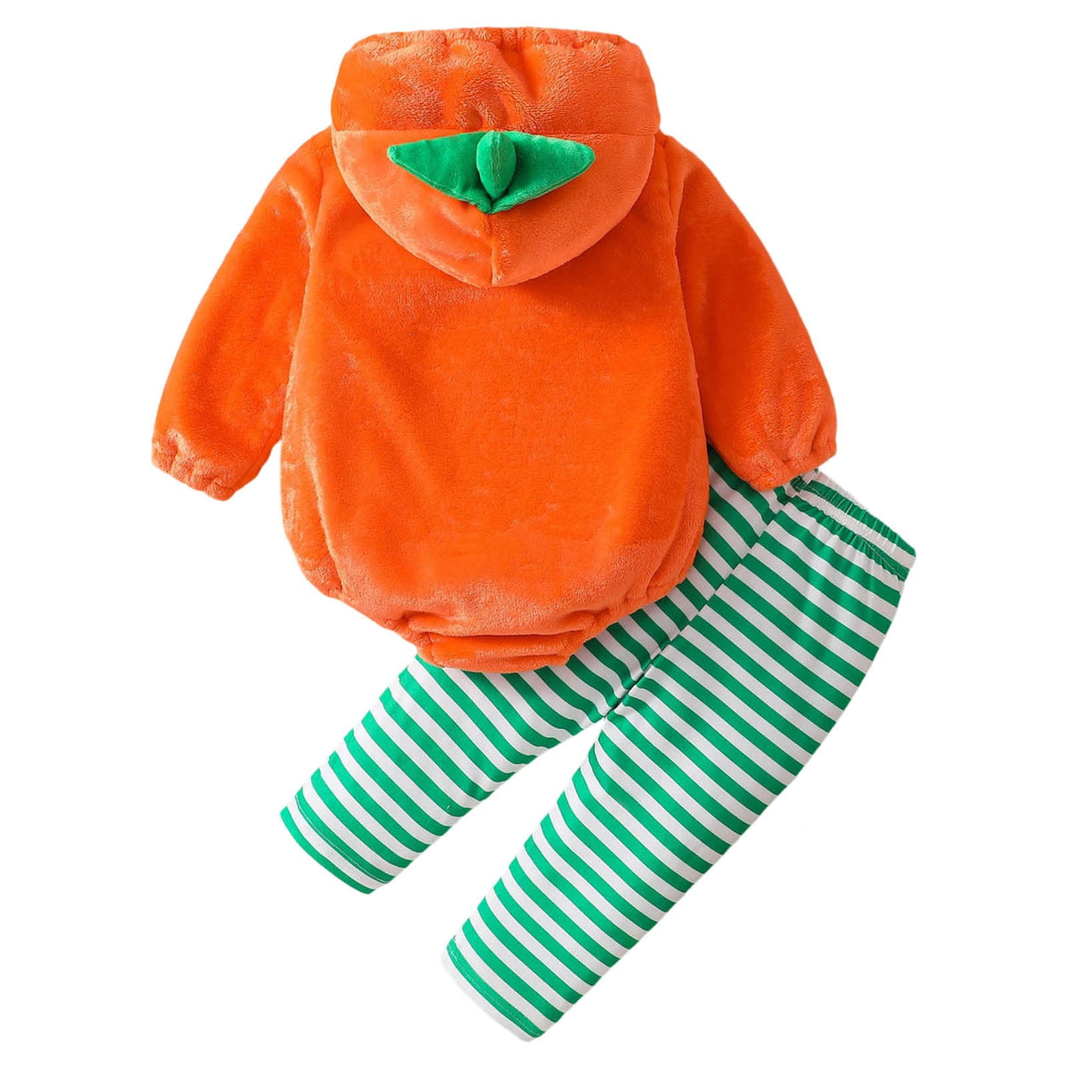 CUZIBR Girls Halloween Outfits Pumpkin Hooded Romper Striped Long Pants 2 Pieces Holiday Costume Set For Newborn Toddler Baby,Red,1-3 Months