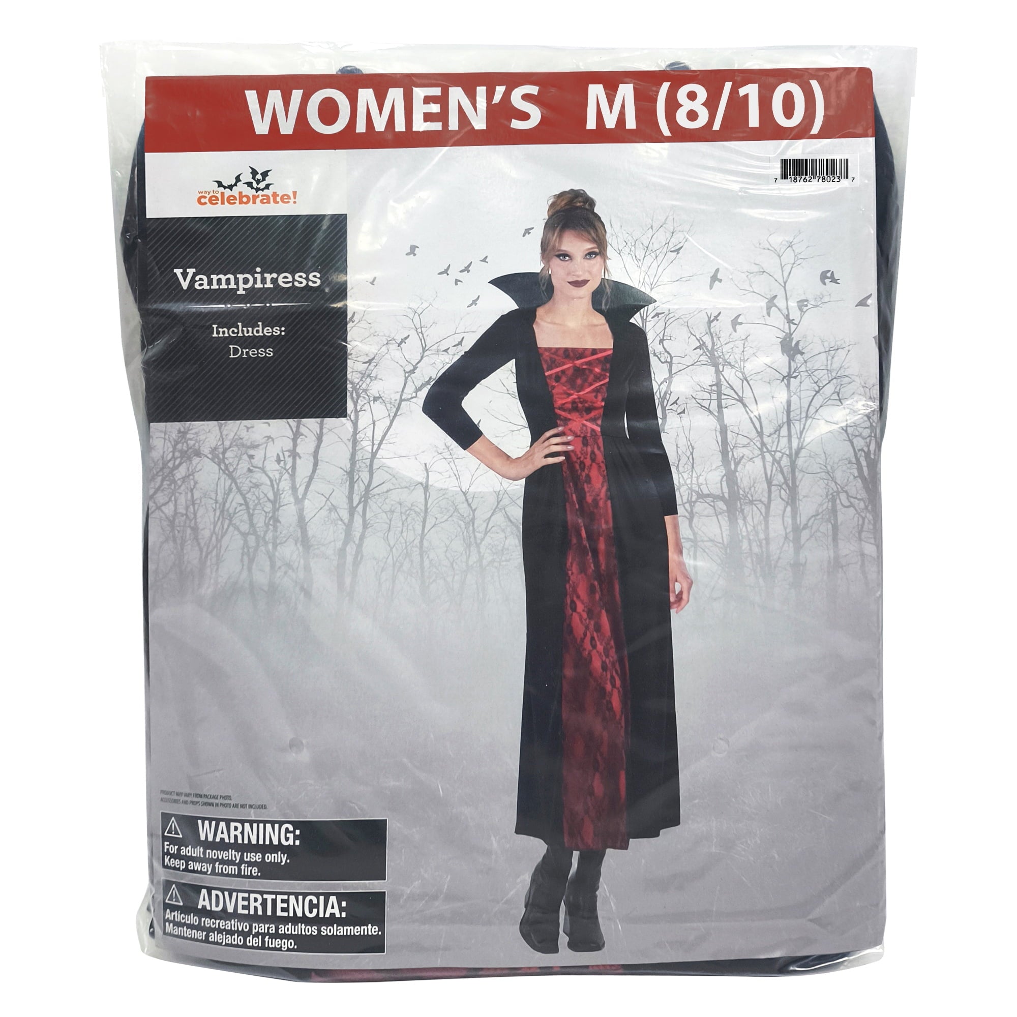 Vampiress Halloween Costume for Adults, Women's Size L (12/14), by Way to Celebrate