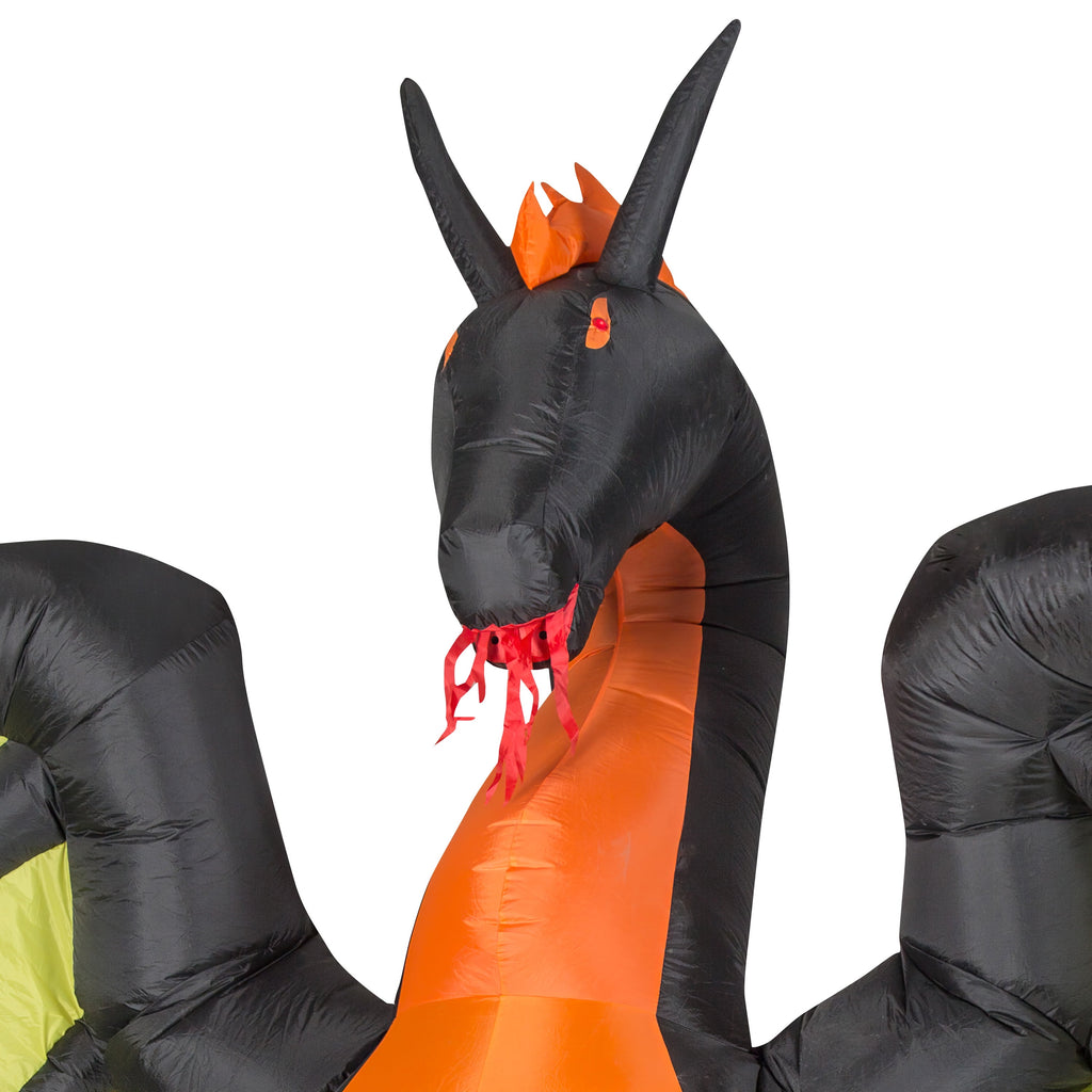 Airblown Inflatables 9FT Tall Animated Halloween Inflatable Dragon with Jack o' Lantern Pumpkin