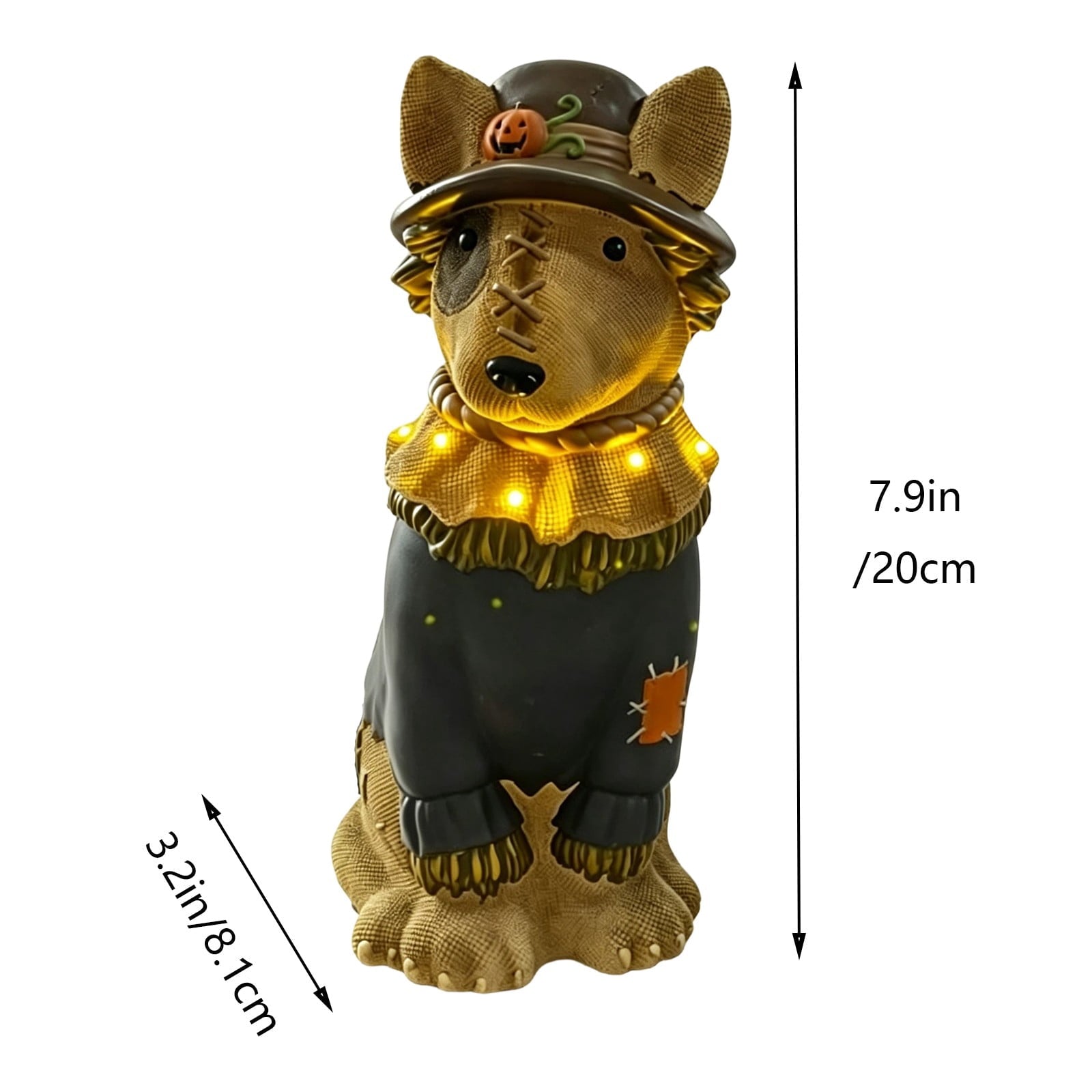 Gray Frenchie in Shark Costume Blow Mold, Halloween French Bulldog Statue with Light Up Pumpkin Decor, Cute Resin Outdoor Indoor Tabletop Dog Ornament, Entryway Patio Yard Decoration, 8"