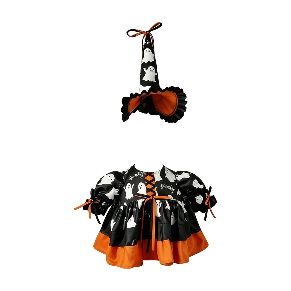 Bat Witch Hat Spiderweb Halloween Goose Clothes Fit 17/23In Cement Plastic Lawn Goose, Stylish Full Set for Outdoor Yard Patio Garden Seasonal Halloween Home Ornamental Arrangement
